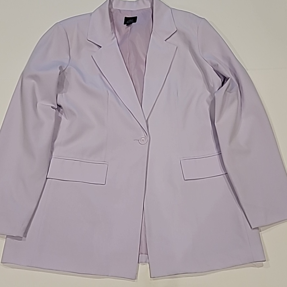 wild fable Single-Button Long Blazer Pastel Lilac Large - Picture 4 of 15
